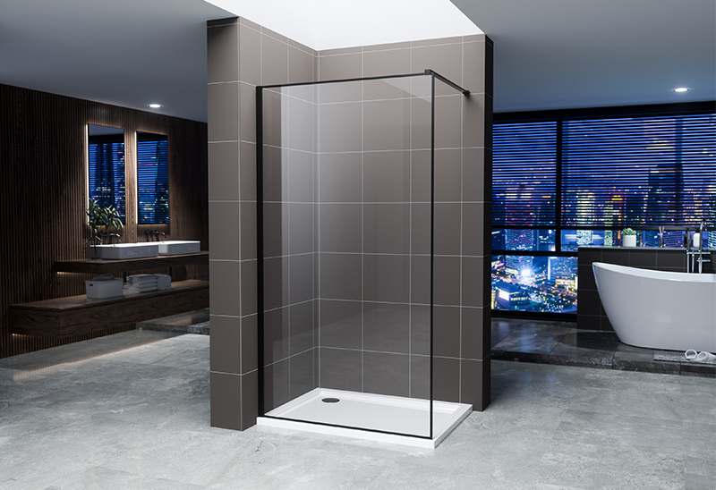 A20P-3 BLACK 6/8/10mm Kaca Walk In Shower Enclosure