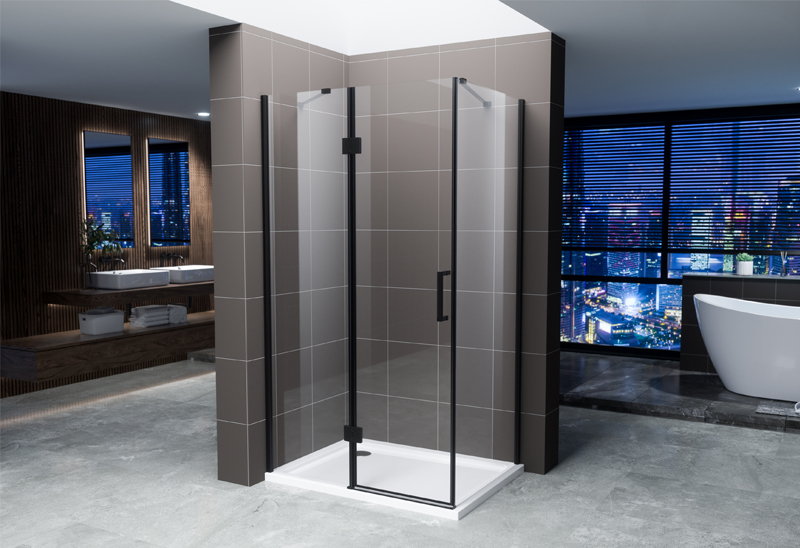 A522-15 6mm Matt Black Rectangle Pivot Shower Lampiran