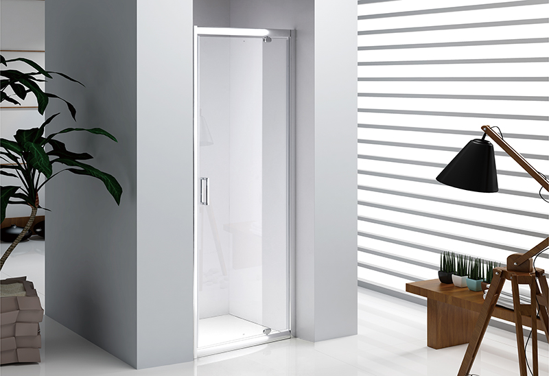 A1800K 4/5/6mm Kaca Pivot Door Staight Shower Enclosure